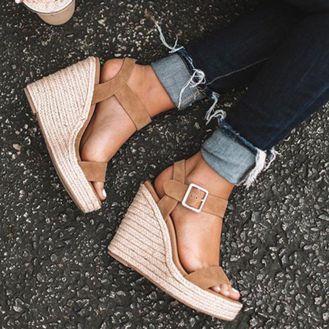 Sandales Solène Compensées Femme | Jute Naturel & Cuir Verni, Bride à Boucle 4