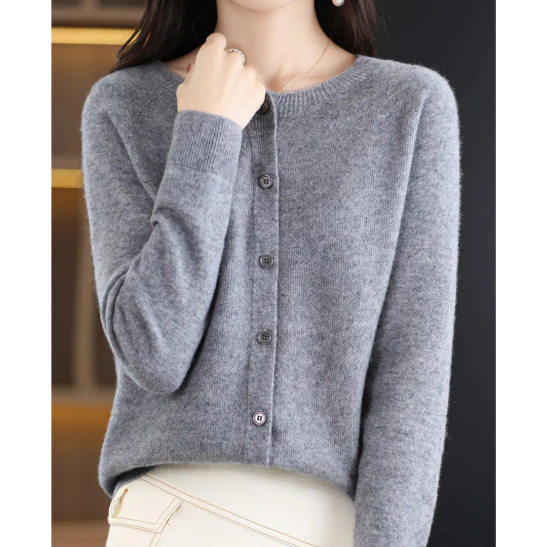 Veste Véra | Tricot 100% Laine Mérinos, Encolure Ronde, Coupe Ajustée 6