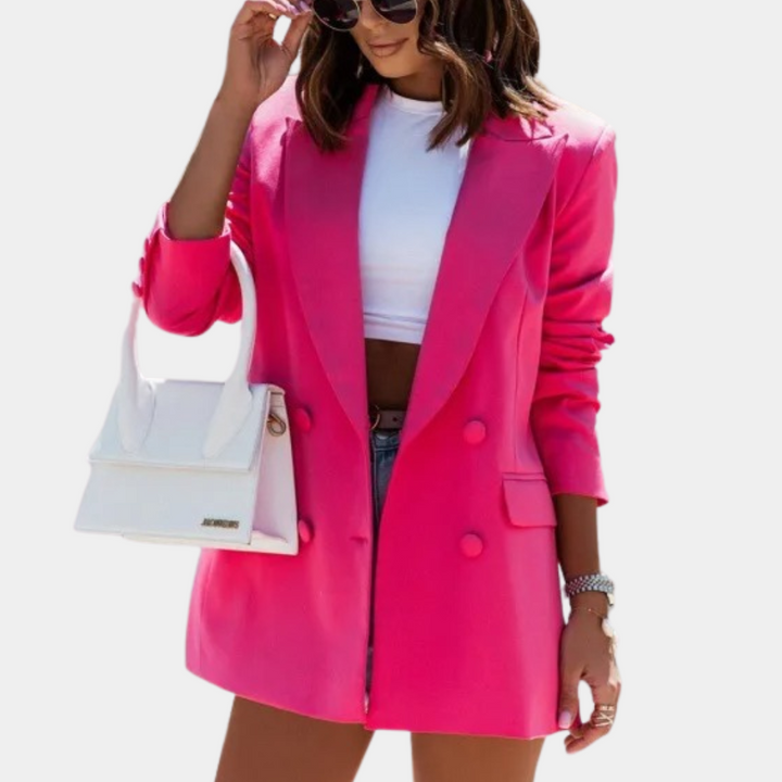 Blazer Mi-Long Margaux Femme - Rose rouge