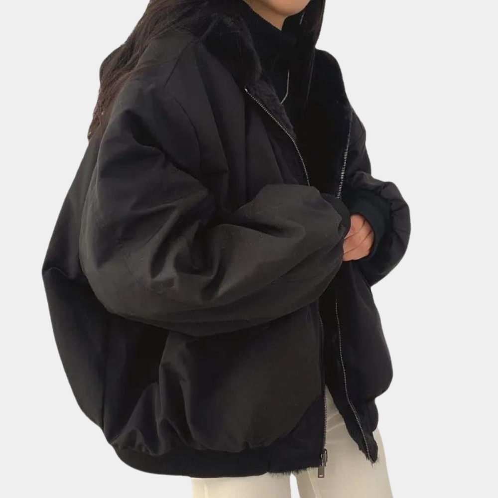 Blouson Oversize Léa Femme à Capuche | Doublé Fausse Fourrure 3