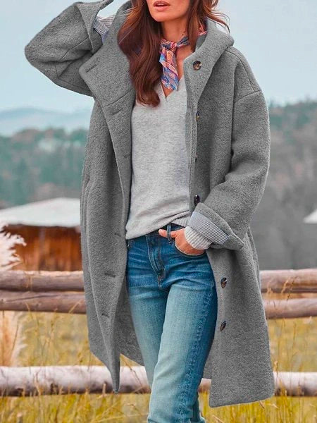 Manteau Douillet en Laine Audrey Femme - Gris