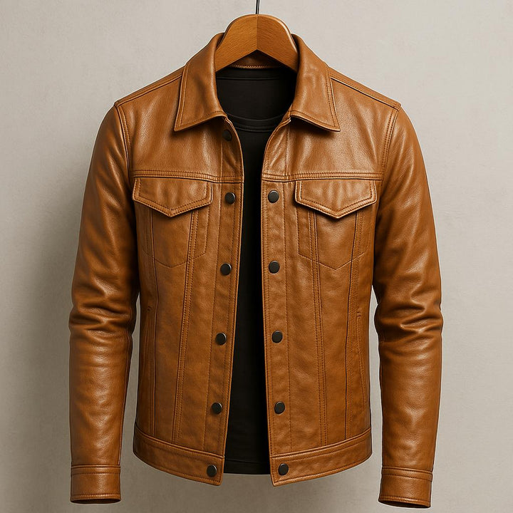 Veste en Cuir Rider Léo | Homme, Col Zippé, Style Moderne 2