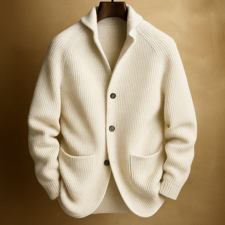 Cardigan en Laine Côtelée Thomas | Col Châle pour Homme 1