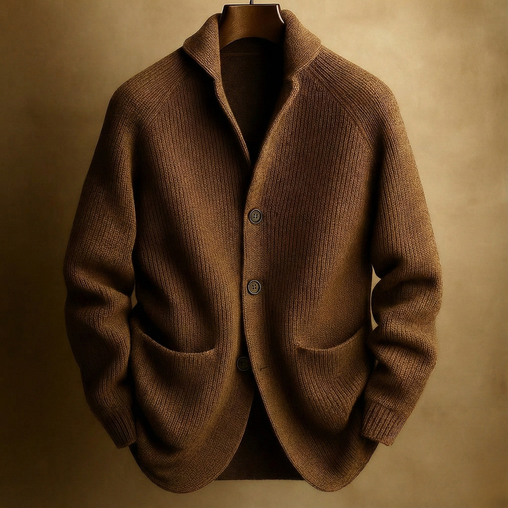 Cardigan en Laine Côtelée Thomas | Col Châle pour Homme 2