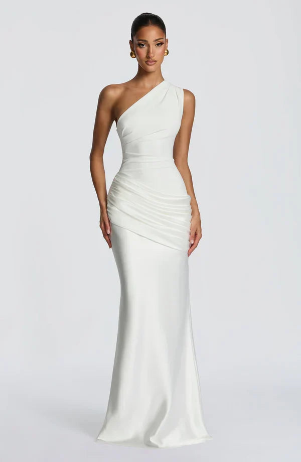 Robe Longue Capucine | Épaule Unique, Détail Drapé, Élégance 16