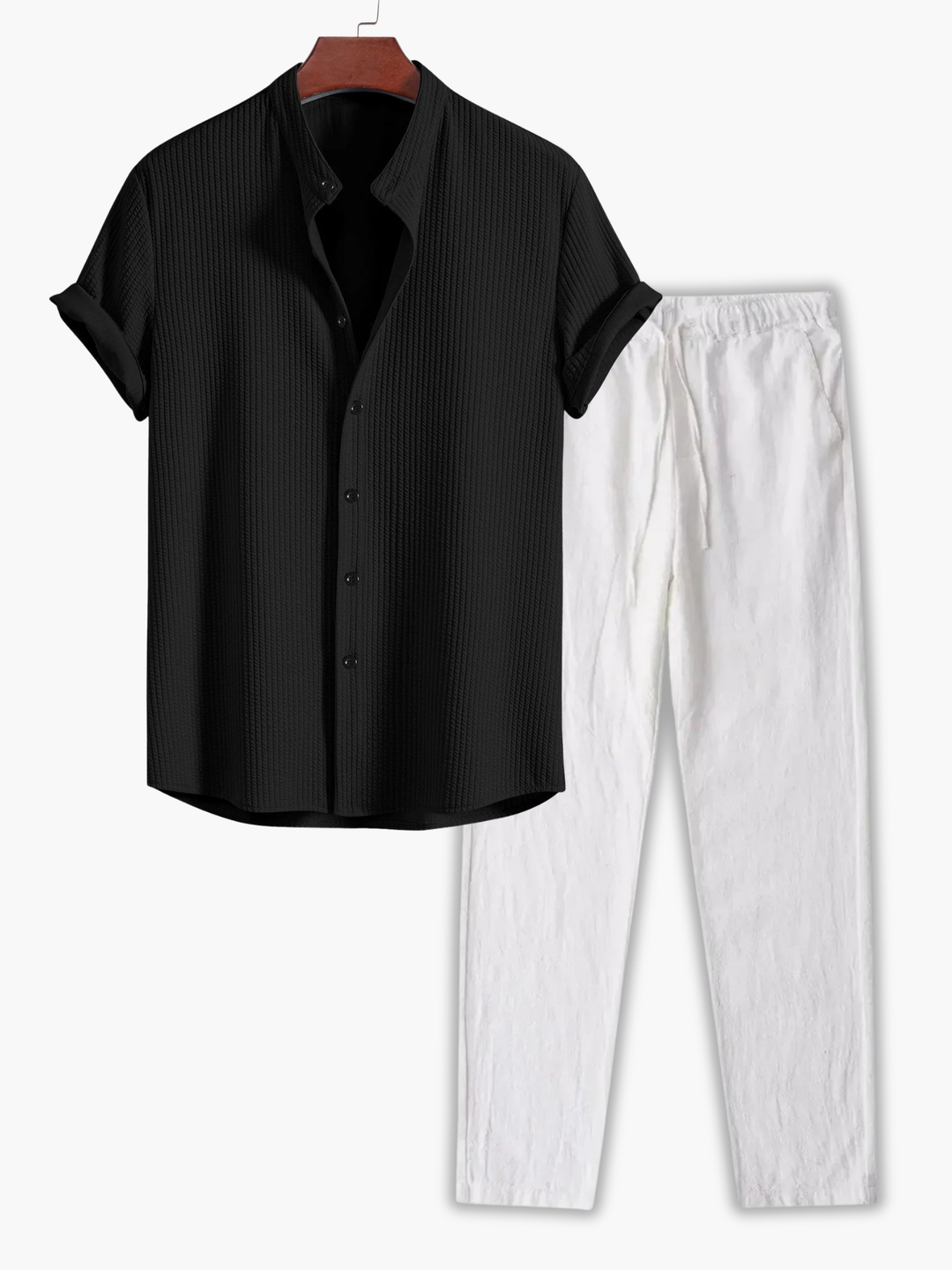 Chemise Col Mao et Pantalon Léo Homme | Manches Retroussées 4