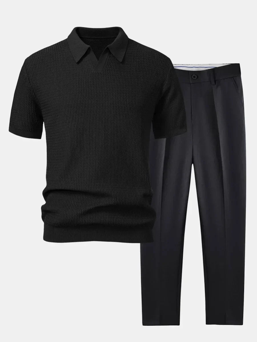 Ensemble Polo et Pantalon Ajusté Baptiste Homme | Polo Texturé 1