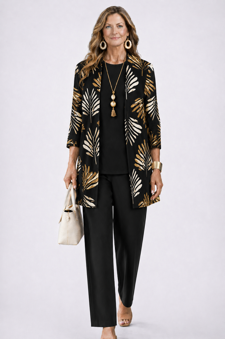 Ensemble Trois Pièces Camille Femme | Gilet Imprimé, Pantalon Coordonné 4