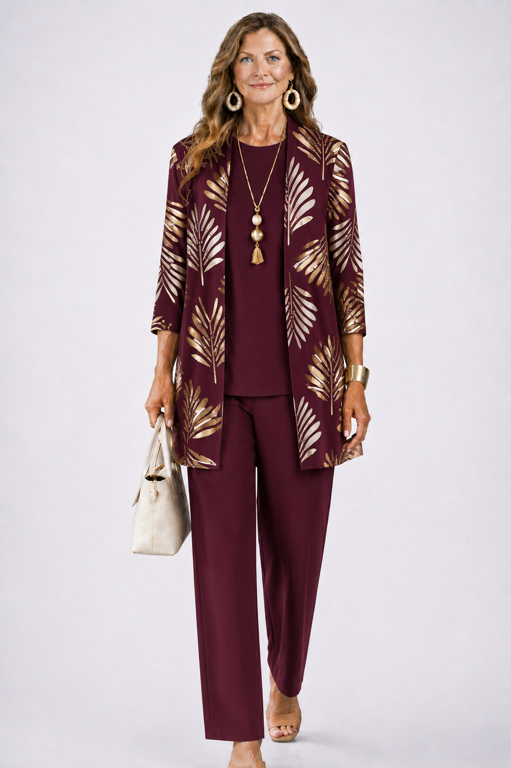 Ensemble Trois Pièces Camille Femme | Gilet Imprimé, Pantalon Coordonné 5