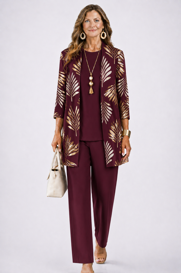 Ensemble Trois Pièces Camille Femme | Gilet Imprimé, Pantalon Coordonné 5
