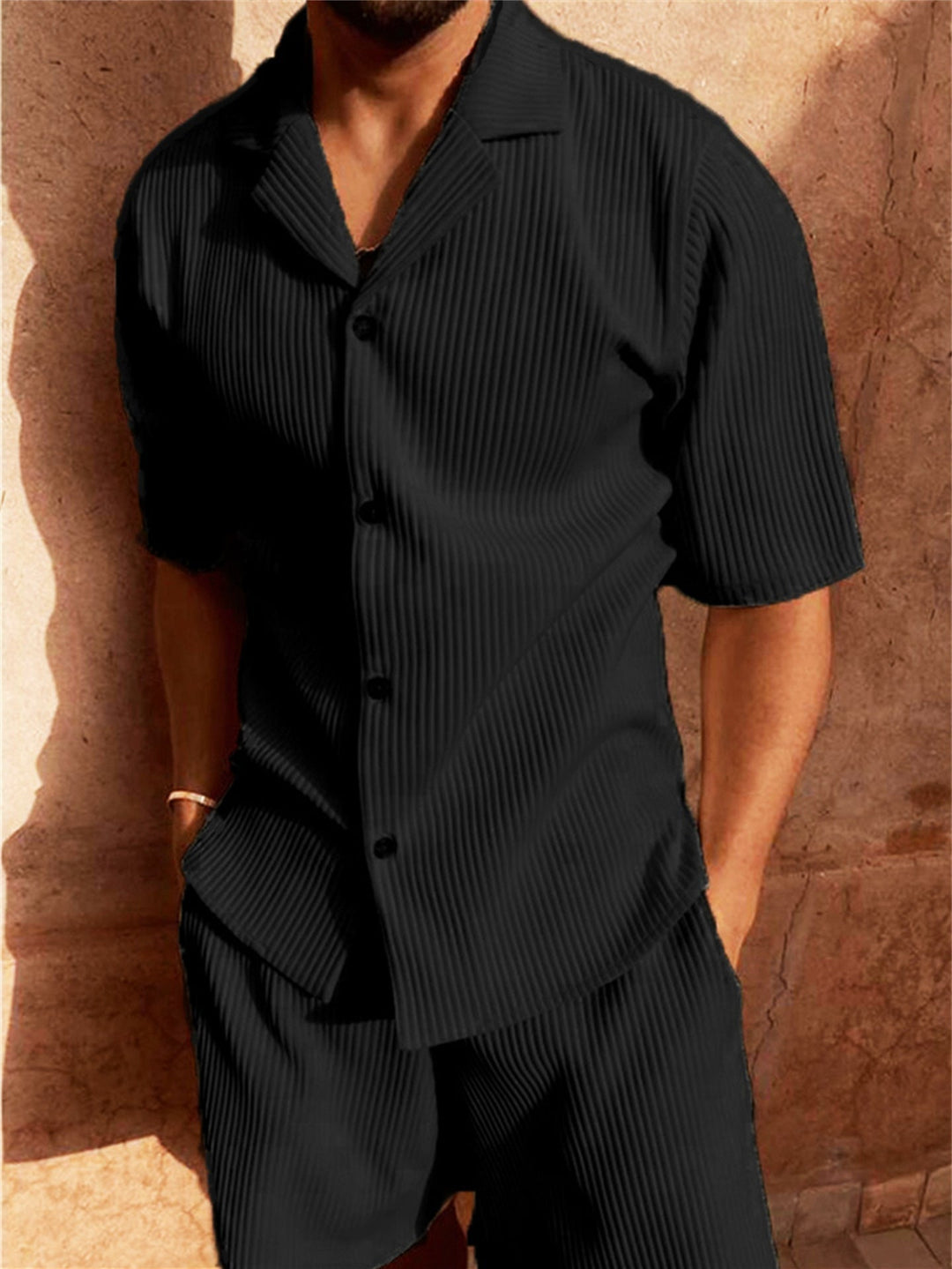 Ensemble Chemise et Short Antoine Homme | Tissu Texturé, Col Ouvert 1