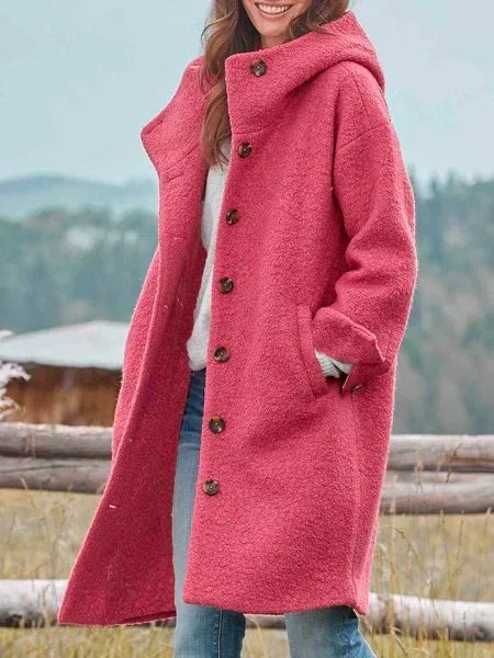 Manteau Douillet en Laine Audrey Femme - Rose