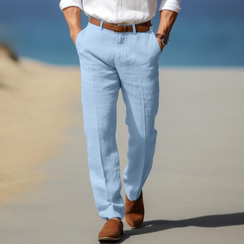 Pantalon en Lin Premium Victor | Passants Ceinture, Élégance Estivale 1