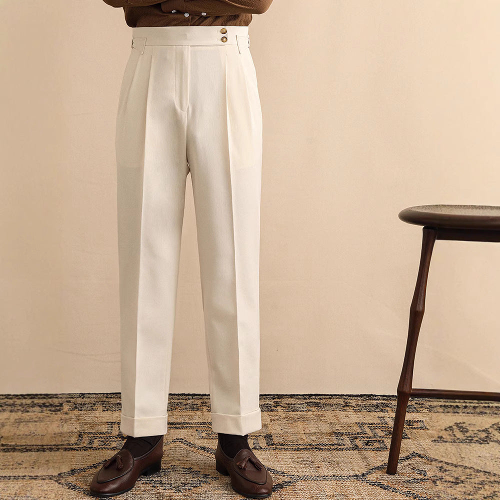 Pantalon à Pinces Hugo | Taille Haute pour Homme, Revers Soignés 2