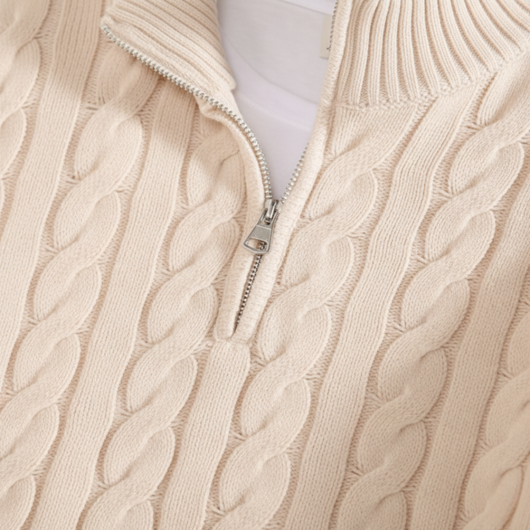 Pull Demi-Zip Torsadé Louis Homme | Col Montant et Chaud 7
