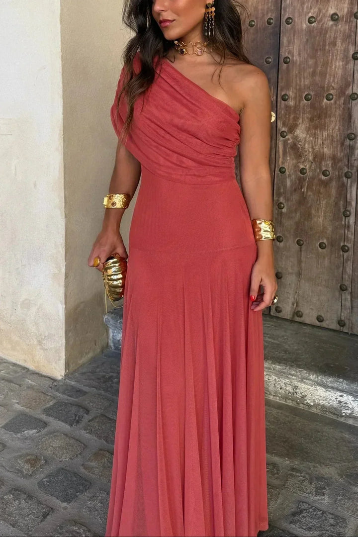 Robe Longue Léa | Drapé Asymétrique, Taille Marquée 4