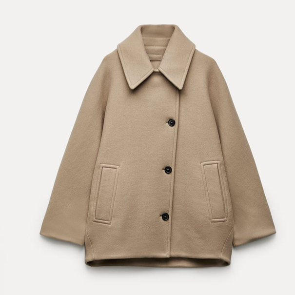 Manteau en Laine Oversize Amélie Femme - Brun-beige
