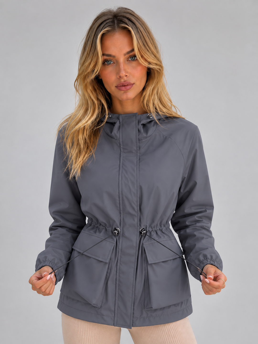 Veste de Pluie Iris Femme à Capuche | Déperlante, Coupe-Vent, Mi-Longue 1