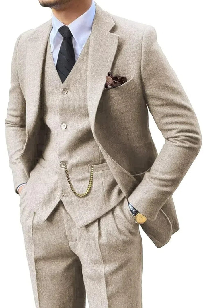 Costume à Chevrons Victor Homme | Laine Mélangée, Trois Pièces 0